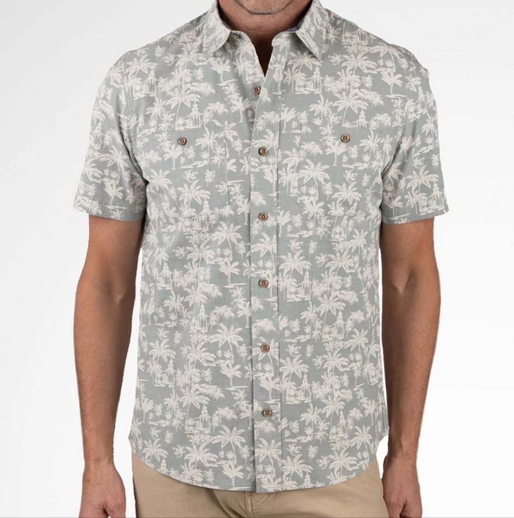 Tailor Vintage Palm Print Button Down Shirt-size XL